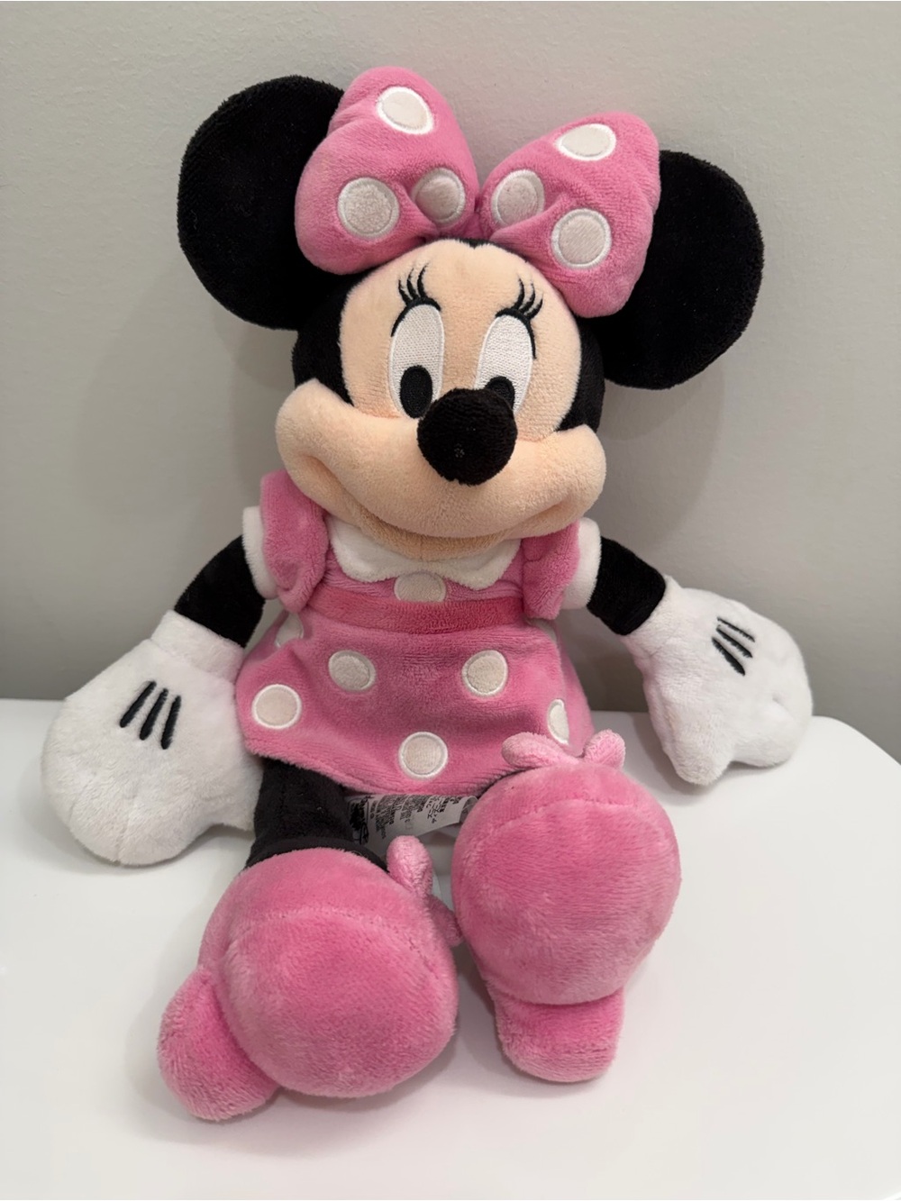 Disney Minnie Mouse Pink Polka Dot Plush Stuffed Animal